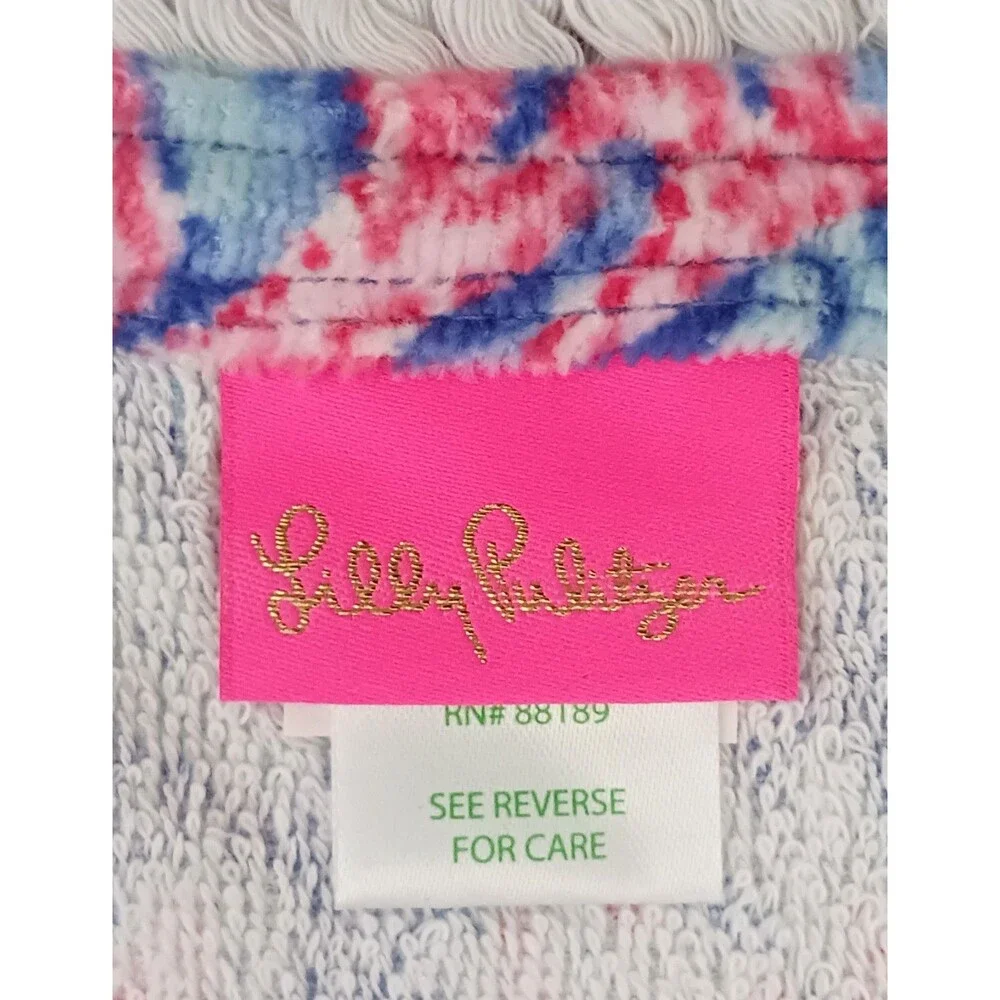 NEW Lilly Pulitzer Velour Beach Towel / Wristlet Set Borealis Blue Swim 30X60
